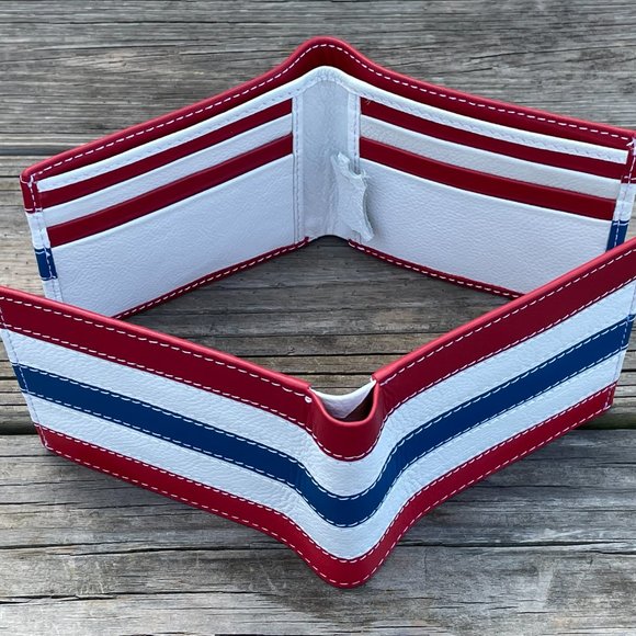 Multicolor Men Wallet US Flag Bifold Cardholder Handmade Genuine Leather Men Pur - Picture 12 of 12